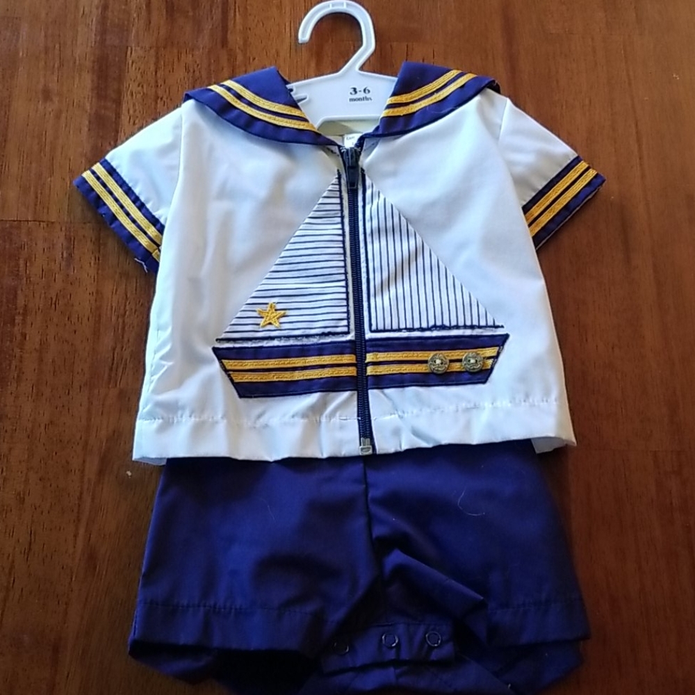 Baby Sailor outfit, 3-6 months, Blue and White